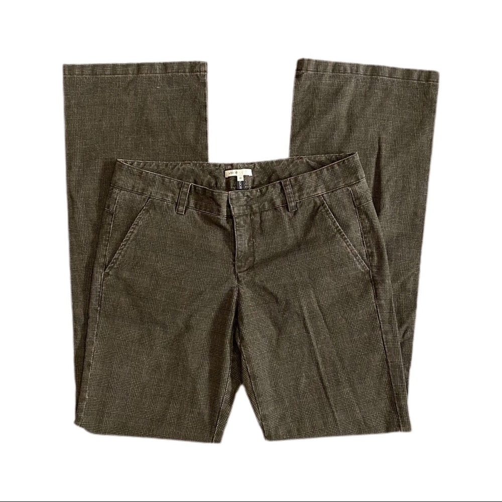 Vince Plaid Trousers Y2K Contrast Houndstooth Cuff Sz 10